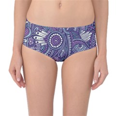 Purple Hippie Flowers Pattern, Zz0102, Mid-waist Bikini Bottoms by Zandiepants