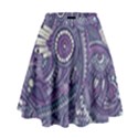 Purple Hippie Flowers Pattern, zz0102, High Waist Skirt View1