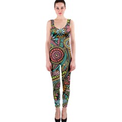 Colorful Hippie Flowers Pattern, Zz0103 Onepiece Catsuit by Zandiepants