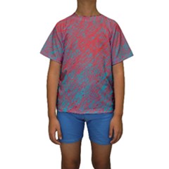 Red and blue pattern Kid s Short Sleeve Swimwear