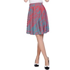 Red and blue pattern A-Line Skirt