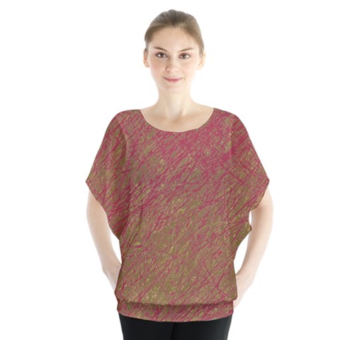 Brown Pattern Batwing Chiffon Blouse by Valentinaart