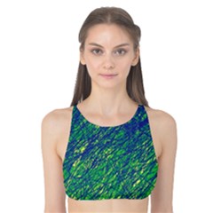 Green Pattern Tank Bikini Top by Valentinaart