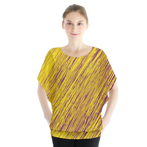 Yellow Van Gogh Pattern Batwing Chiffon Blouse by Valentinaart