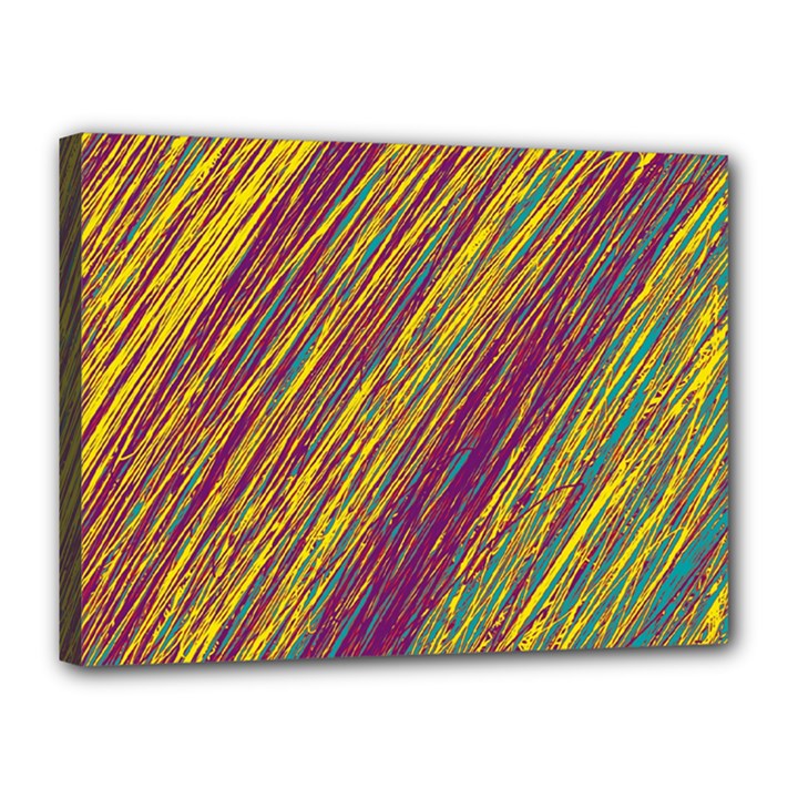 Yellow, purple and green Van Gogh pattern Canvas 16  x 12 