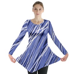 Blue Elegant Pattern Long Sleeve Tunic  by Valentinaart
