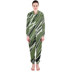 Green Decorative Pattern Hooded Jumpsuit (ladies) 