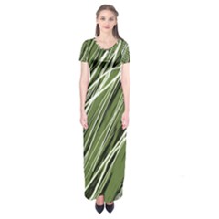 Green Decorative Pattern Short Sleeve Maxi Dress by Valentinaart