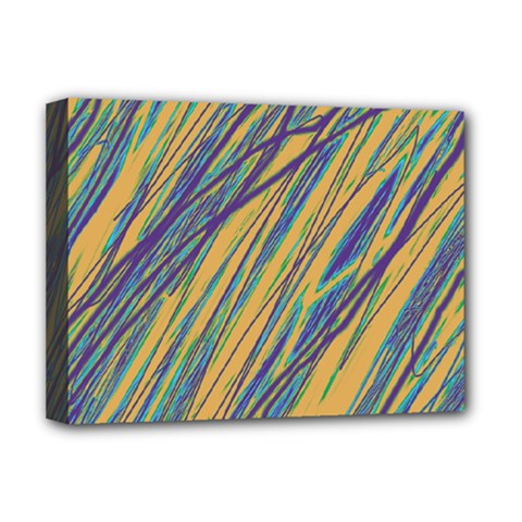 Blue And Yellow Van Gogh Pattern Deluxe Canvas 16  X 12   by Valentinaart