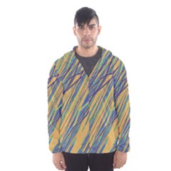 Blue And Yellow Van Gogh Pattern Hooded Wind Breaker (men) by Valentinaart