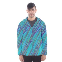 Blue Pattern Hooded Wind Breaker (men) by Valentinaart