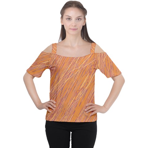 Orange Pattern Women s Cutout Shoulder Tee by Valentinaart