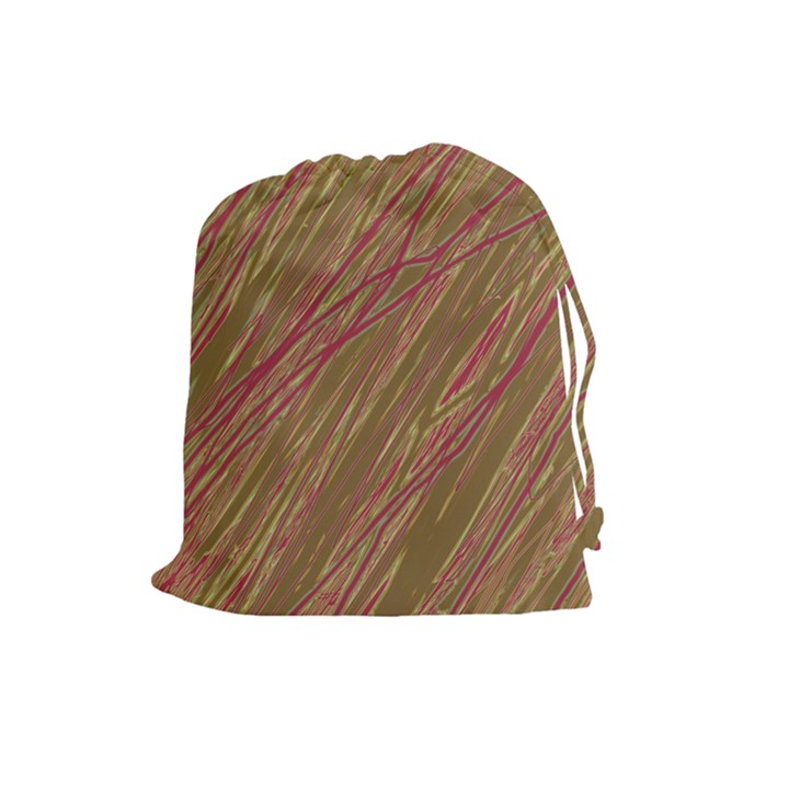 Brown elegant pattern Drawstring Pouches (Large) 