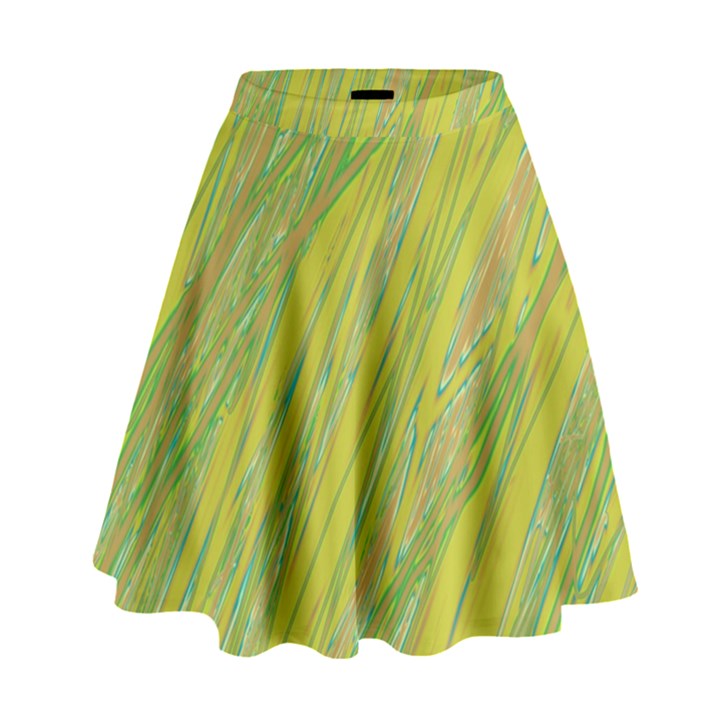 Green and yellow Van Gogh pattern High Waist Skirt