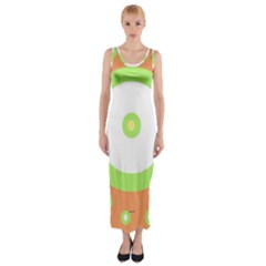 Green And Orange Design Fitted Maxi Dress