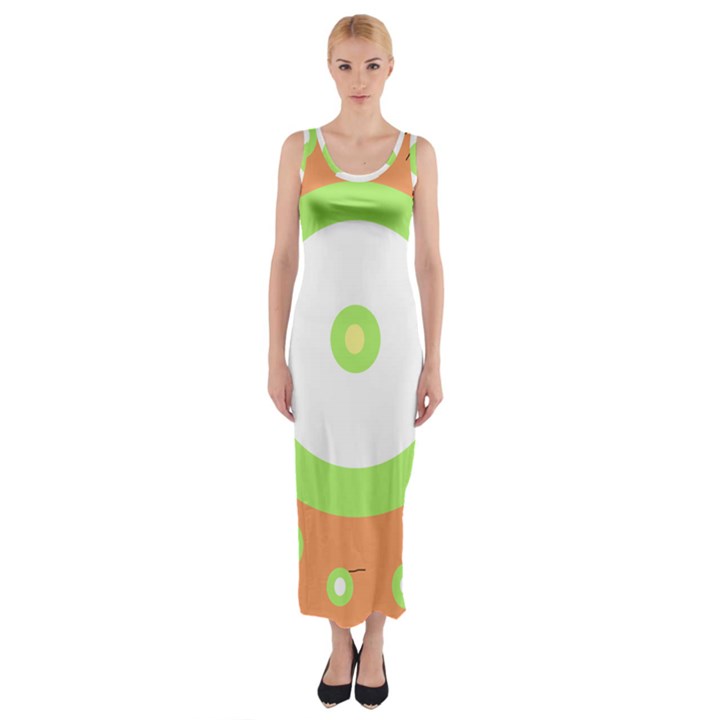 Green and orange design Fitted Maxi Dress