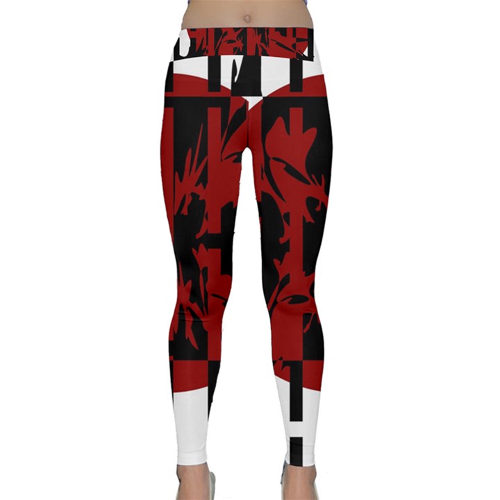 Red, black and white decorative abstraction Yoga Leggings 
