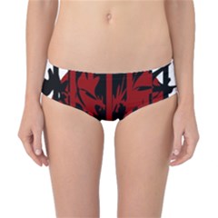 Red, Black And White Decorative Abstraction Classic Bikini Bottoms by Valentinaart