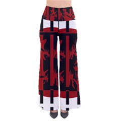 Red, Black And White Decorative Abstraction Pants by Valentinaart