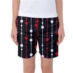 Red Black And White Pattern Women s Basketball Shorts by Valentinaart