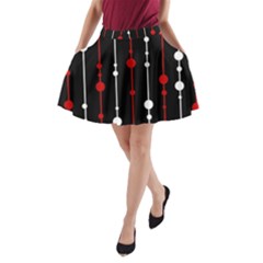 Red Black And White Pattern A-line Pocket Skirt by Valentinaart