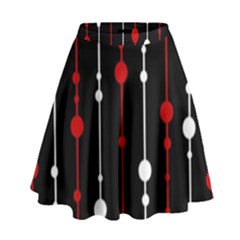 Red Black And White Pattern High Waist Skirt by Valentinaart