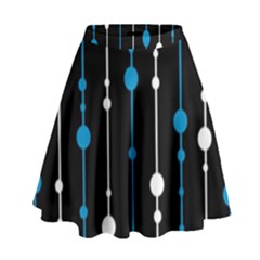 Blue, White And Black Pattern High Waist Skirt by Valentinaart