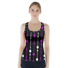 Purple, Black And White Pattern Racer Back Sports Top by Valentinaart