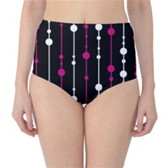 Magenta White And Black Pattern High-waist Bikini Bottoms by Valentinaart