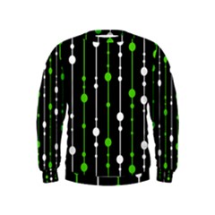 Green, White And Black Pattern Kids  Sweatshirt by Valentinaart
