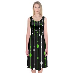 Green, White And Black Pattern Midi Sleeveless Dress by Valentinaart