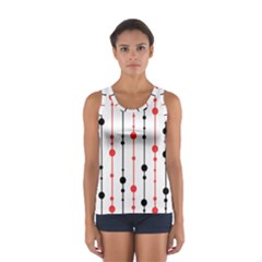 Red, Black And White Pattern Women s Sport Tank Top  by Valentinaart