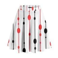 Red, Black And White Pattern High Waist Skirt by Valentinaart