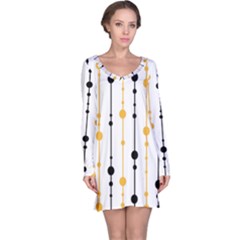 Yellow, Black And White Pattern Long Sleeve Nightdress by Valentinaart