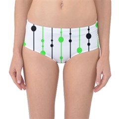 Green Pattern Mid-waist Bikini Bottoms by Valentinaart