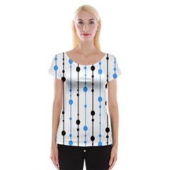 Blue, White And Black Pattern Women s Cap Sleeve Top by Valentinaart