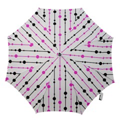 Magenta, Black And White Pattern Hook Handle Umbrellas (large) by Valentinaart