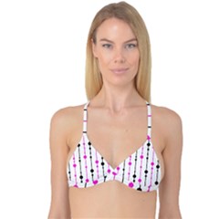 Magenta, Black And White Pattern Reversible Tri Bikini Top by Valentinaart