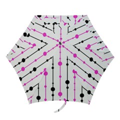 Magenta, Black And White Pattern Mini Folding Umbrellas by Valentinaart