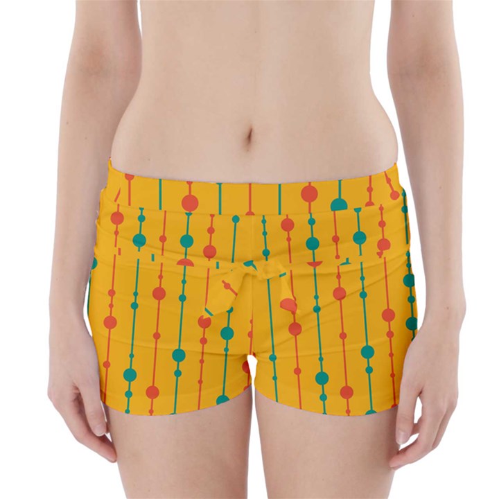 Yellow, green and red pattern Boyleg Bikini Wrap Bottoms