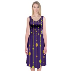 Deep Blue, Orange And Yellow Pattern Midi Sleeveless Dress by Valentinaart