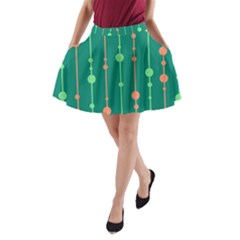 Green Pattern A-line Pocket Skirt