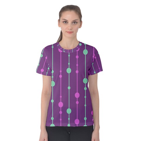 Purple And Green Pattern Women s Cotton Tee by Valentinaart