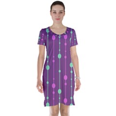 Purple and green pattern Short Sleeve Nightdress