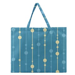 Blue Pattern Zipper Large Tote Bag