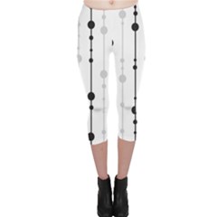 Black And White Elegant Pattern Capri Leggings  by Valentinaart