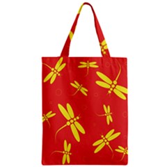 Red And Yellow Dragonflies Pattern Zipper Classic Tote Bag by Valentinaart