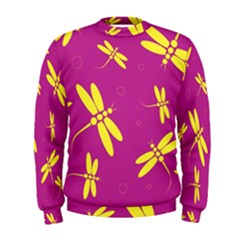 Purple And Yellow Dragonflies Pattern Men s Sweatshirt by Valentinaart