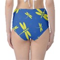 Blue and yellow dragonflies pattern High-Waist Bikini Bottoms View2