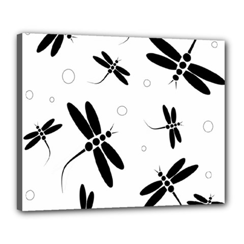 Black And White Dragonflies Canvas 20  X 16  by Valentinaart